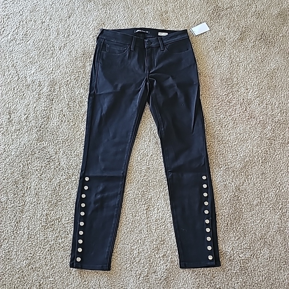 Mavi Adriana Ankle Mid Rise Super Skinny Black Denim Jeans 27